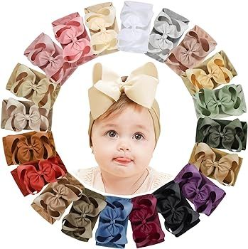 doboi 20pcs Baby Girl Bows Baby Headbands Hair Accessories Big Bows for Baby Girls Infant Newborn... | Amazon (US)