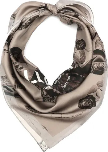 AllSaints Agatha Fawn Brown Silk Twill Square Scarf | Nordstrom | Nordstrom