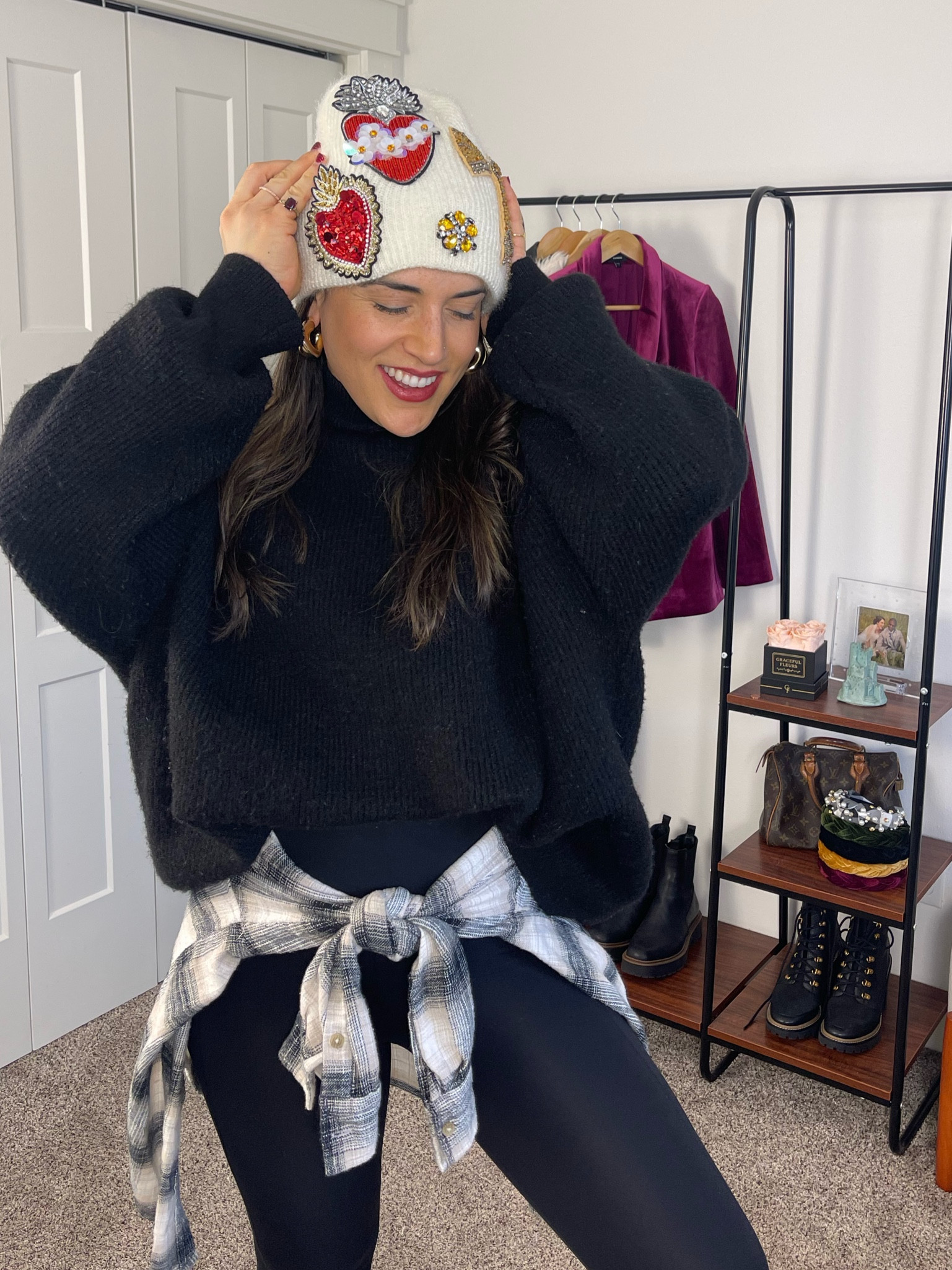 Anthropologie beanie. 
Headed. 
Sequins. 
Winter outfits. 
Cozy vibes. 


#LTKsalealert #LTKfindsunder100 #LTKSeasonal