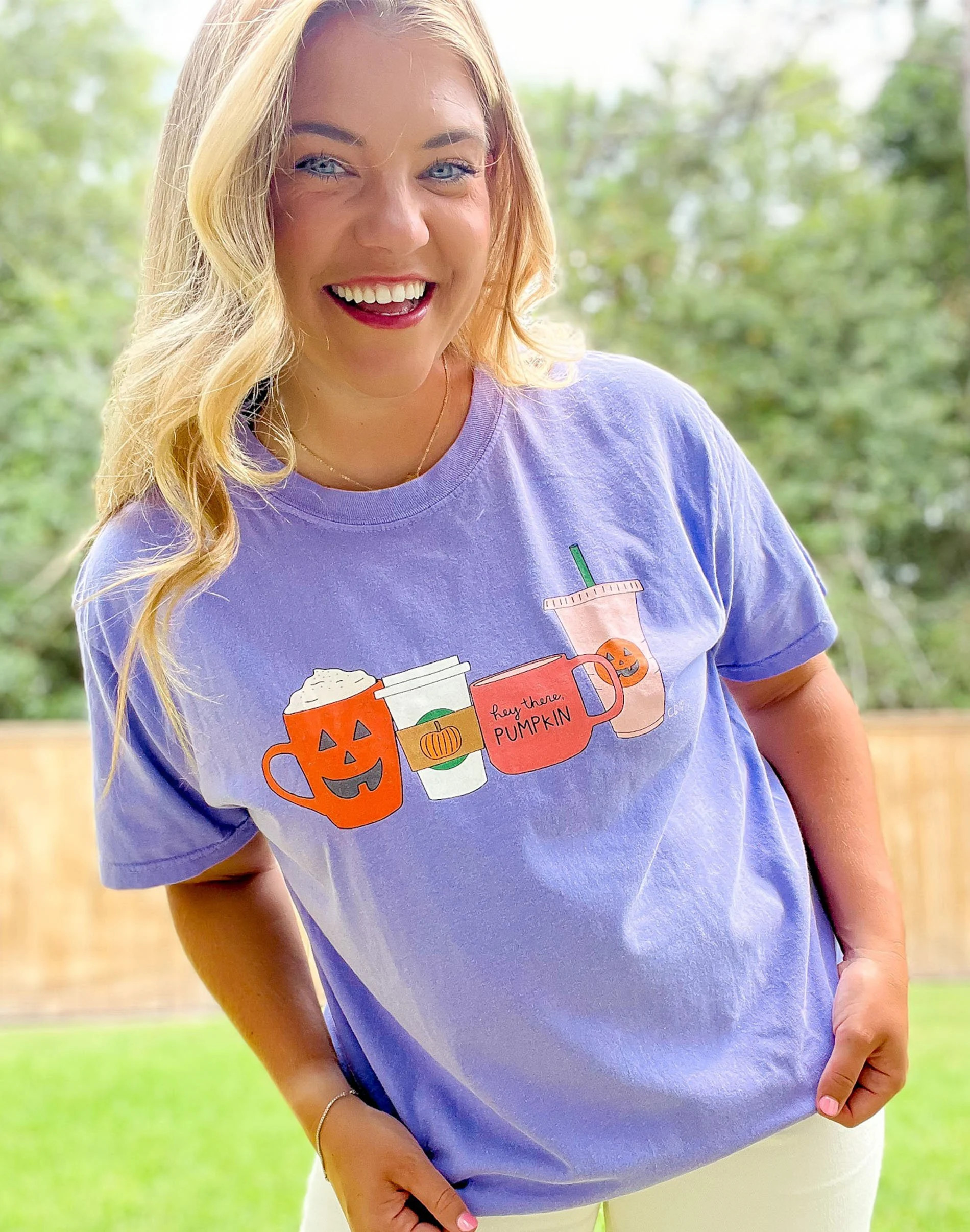 Pumpkin Coffee Tee - Violet | Callie Danielle