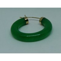 Green Jade 4.4mm X 25.0 Hoop Earrings 14K Yellow Gold | Etsy (US)