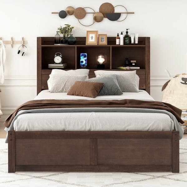Full Size Platform Bed With Storage,Twin Size Trundle | Overstock.com Shopping - The Best Deals o... | Bed Bath & Beyond