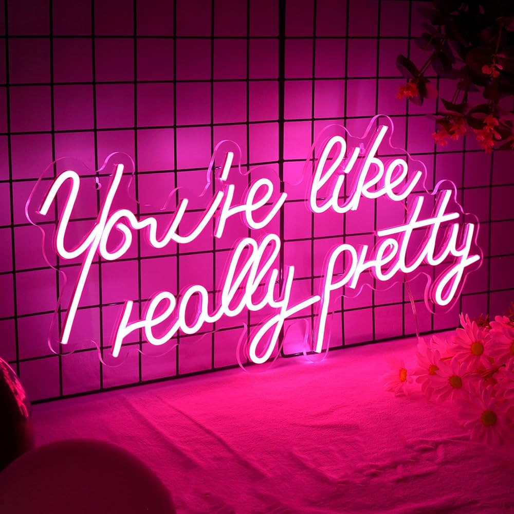 You're Like Really Pretty Neon Sign for Wall Decor, 26.8 x 13 inch Neon Sign Wall Art Gifts Pink ... | Amazon (US)