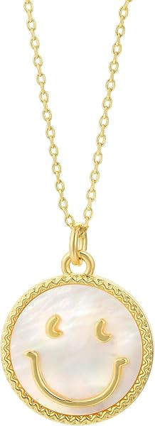 Smiley Face Coin Pendant Necklace for Women | Amazon (US)