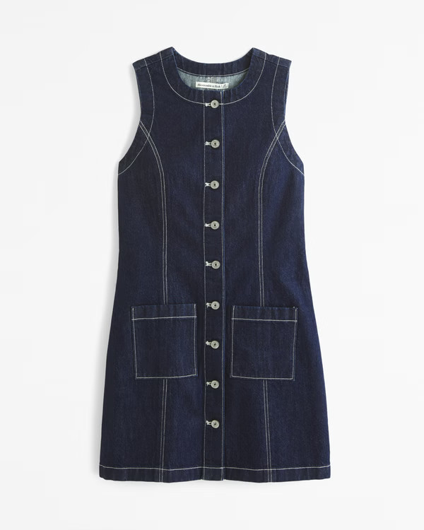 The A&F Mara High-Neck Denim Mini Dress | Abercrombie & Fitch (US)