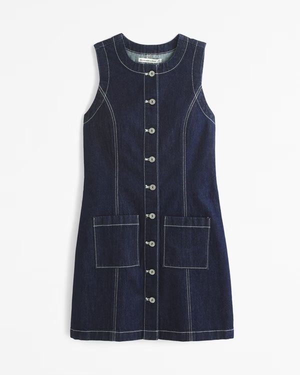 Women's The A&F Mara High-Neck Denim Mini Dress | Women's New Arrivals | Abercrombie.com | Abercrombie & Fitch (US)