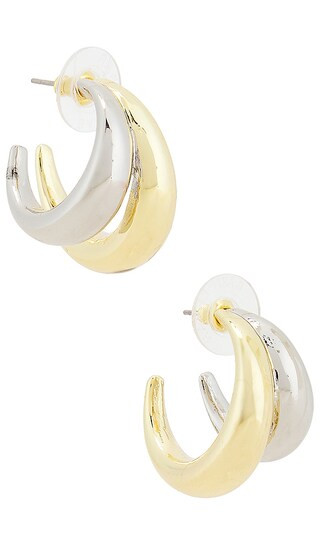 Mixed Metal Double Hoop Earrings in Gold | Revolve Clothing (Global)