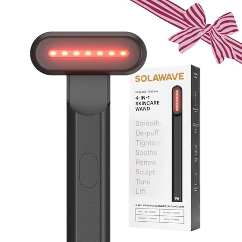 Solawave 4-in-1 Red Light Therapy Wand for Face & Neck | Beauty Device with Galvanic Current, Massager & Warmth | Anti-Aging, Wrinkle Reduction, Skin Tightening, Depuffing & Rejuvenation (Matte Black) | Amazon (US)