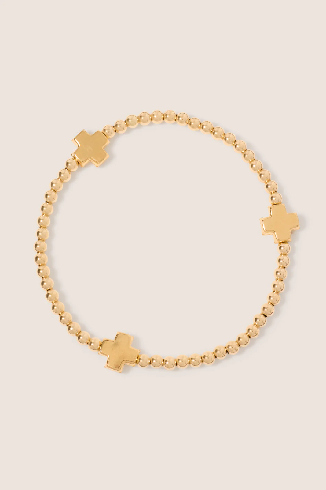 Signature Cross Gold Pattern 3mm Bead Bracelet | Evereve