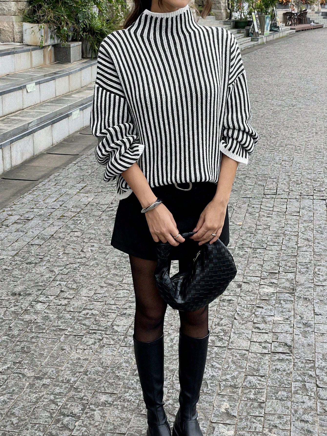 SHEIN ChicEase Women Oversized High Collar Long Sleeve Casual Knitted Pullover Sweater For Autumn... | SHEIN