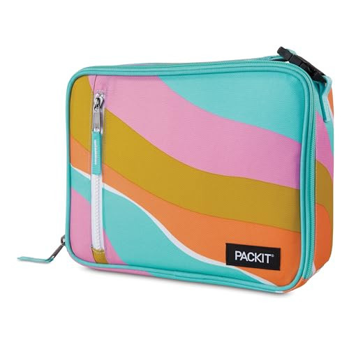 PackIt Freezable Classic Lunch Box, Retro Wave, Built with EcoFreeze Technology, Collapsible, Reusable, Zip Closure With Zip Front Pocket and Buckle Handle, Designed for Fresh Lunch On the Go | Amazon (US)