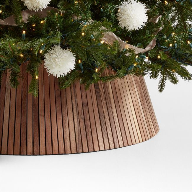 Skei Extra-Large Natural Wood Christmas Tree Collar | Crate & Barrel