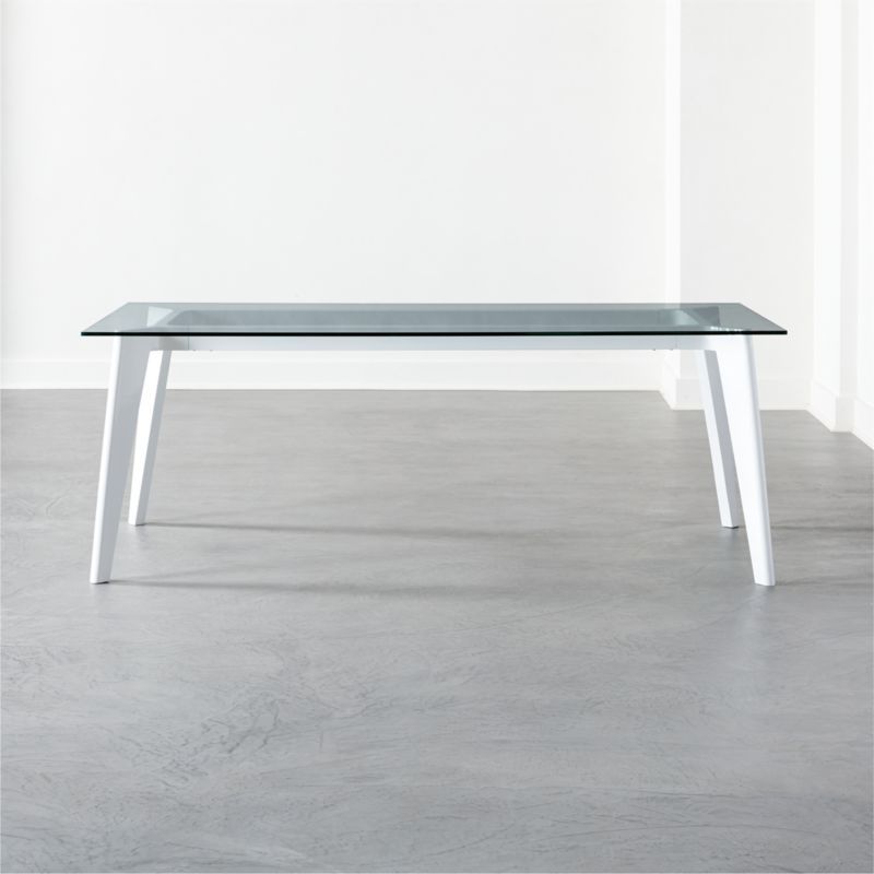 Harper White Modern Dining Table with Glass Top | CB2 | CB2