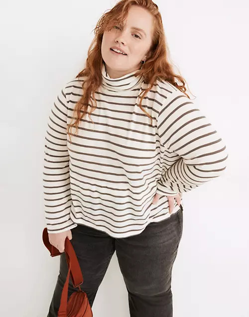 Plus Whisper Cotton Turtleneck in Esme Stripe | Madewell