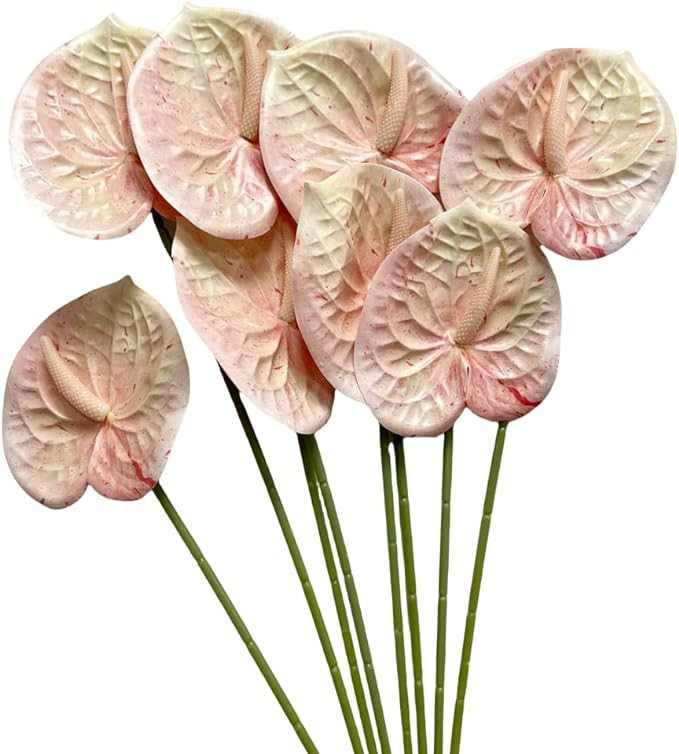 Corkwaw 8 Pcs 23-5/8 inch Artificial Anthurium Flowers Real Touch Fake Flower for Table Centerpie... | Amazon (US)