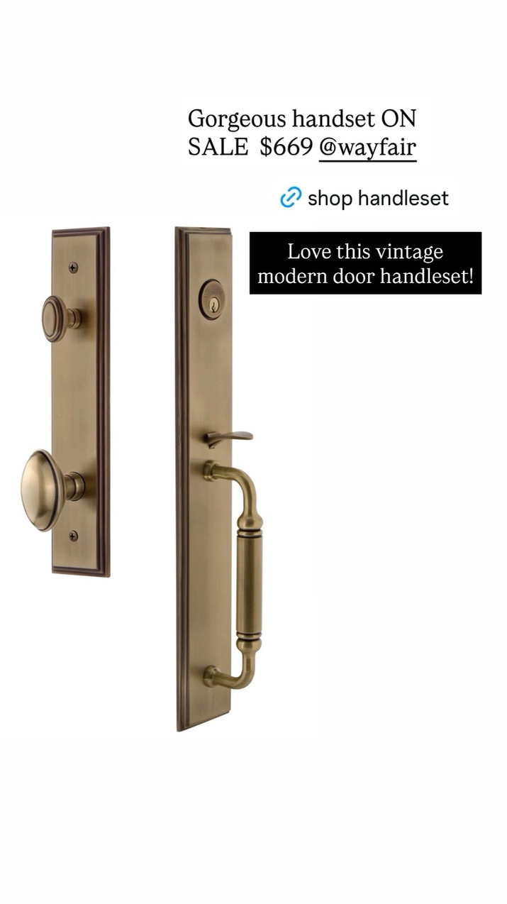 Gorgeous handset ON SALE $669 @wayfair  Love this vintage modern door handleset!

Exterior door hardware.  Exterior door handleset.

#LTKHome #LTKOver40 #LTKSaleAlert