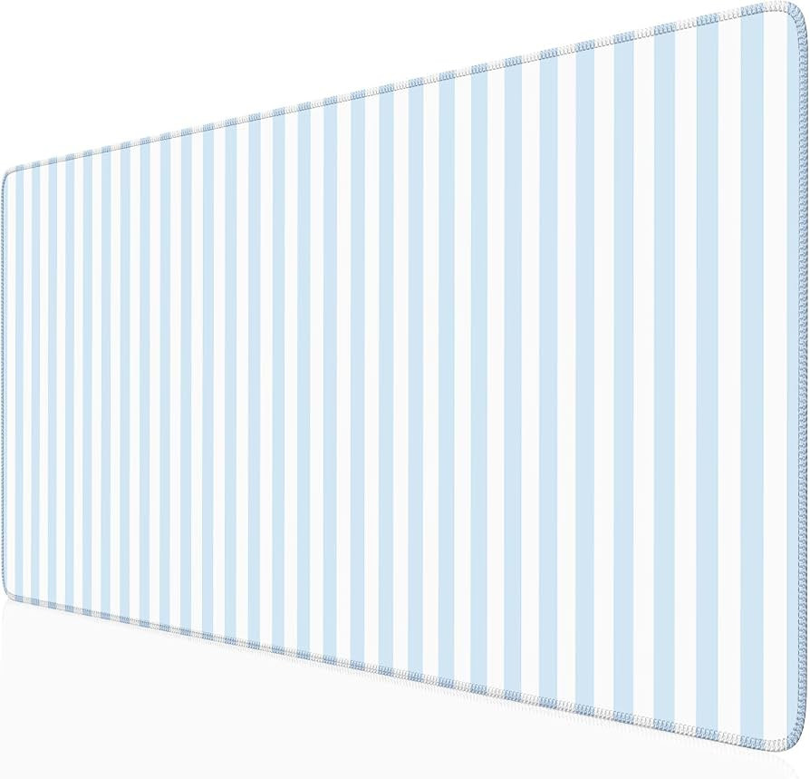 Blue Striped Desk Mat Cute Pastel XXL Large Gaming Mouse Pad Desk Pad Kawaii Aesthetic Home Offic... | Amazon (US)