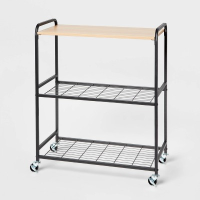 Storage Cart Black Metal with Natural Wood - Brightroom™ | Target