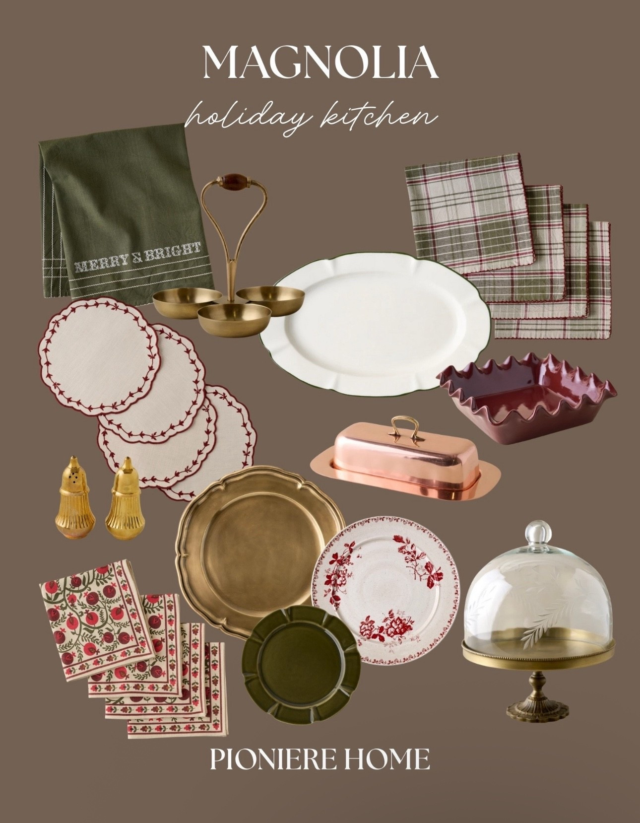 Magnolia home holiday kitchen. Christmas tabletop, holiday table, bakeware, vintage style kitchen finds, affordable holiday kitchen  



#LTKHoliday #LTKHome #LTKFindsUnder50