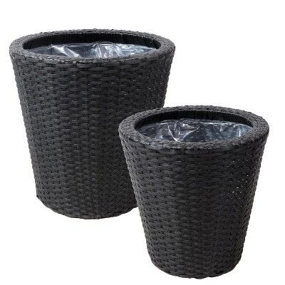 Sunnydaze Round Indoor Polyrattan Planters with Attached Clear Polypropylene Liner 14.5" Diameter... | Target