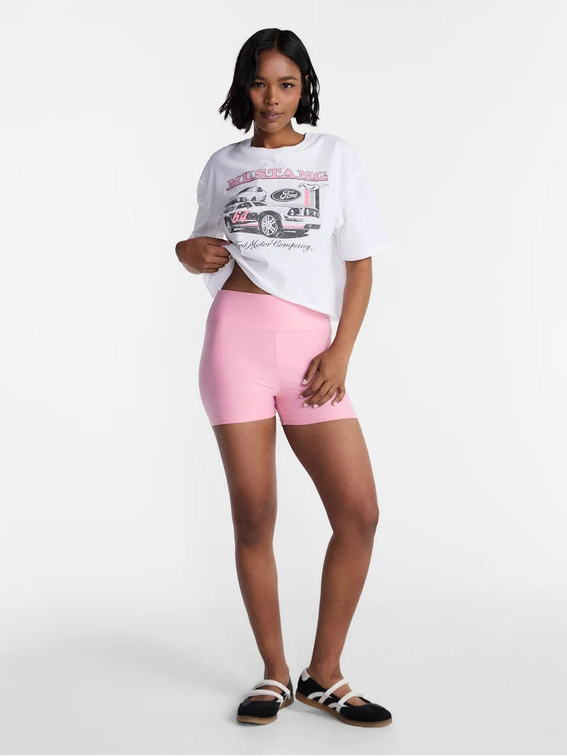 No Boundaries Ford Mustang Graphic Boyfriend Tee, Women's XXS-XXL | Walmart (US)
