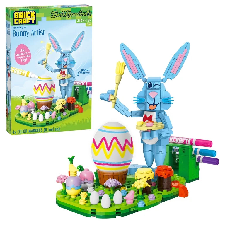 Brickcraft Bunny Artist Building Kit, Easter Brick Toy with Color-on Egg Activity, 310-Piece Set | Walmart (US)
