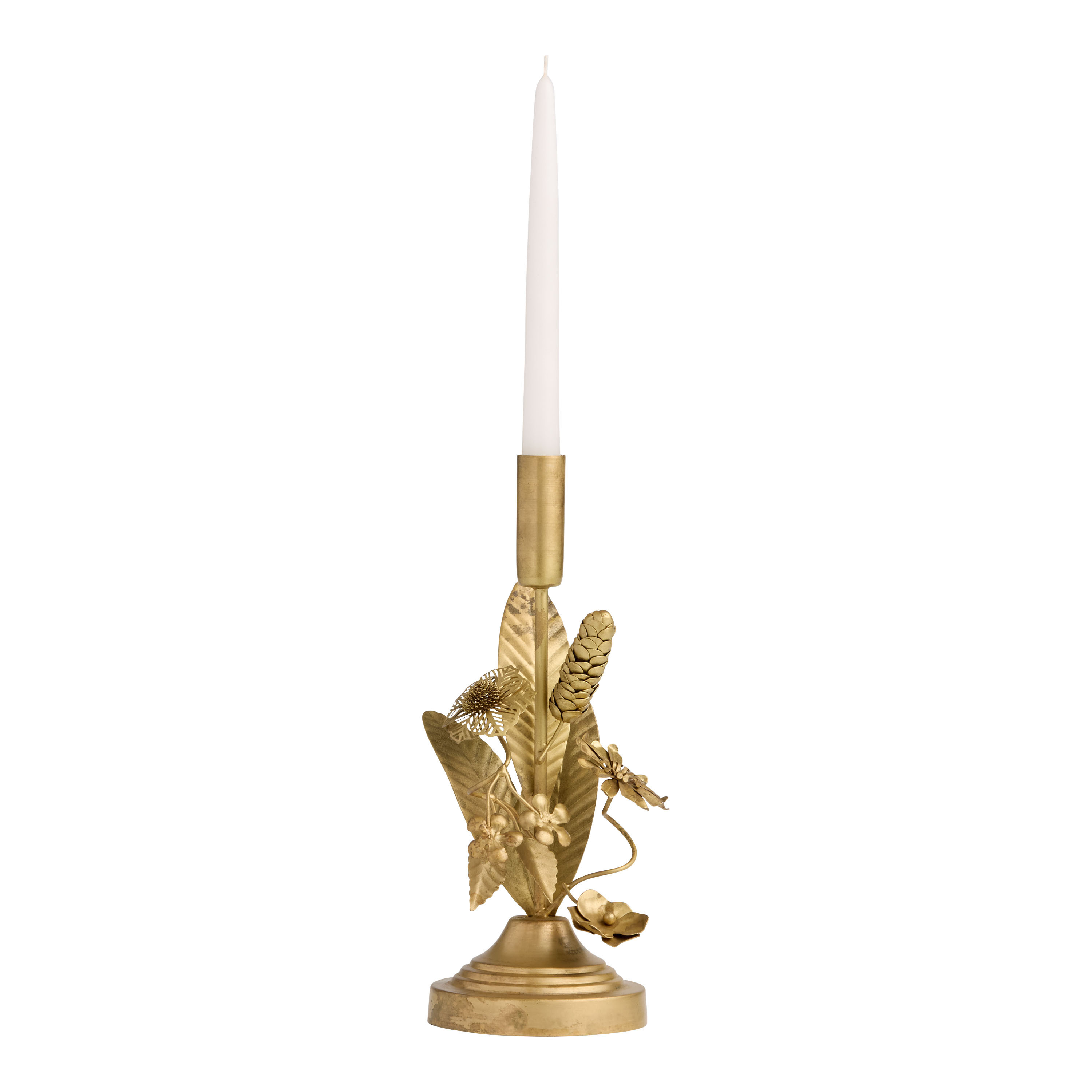 Gold Metal Harvest Bouquet Taper Candle Holder | World Market