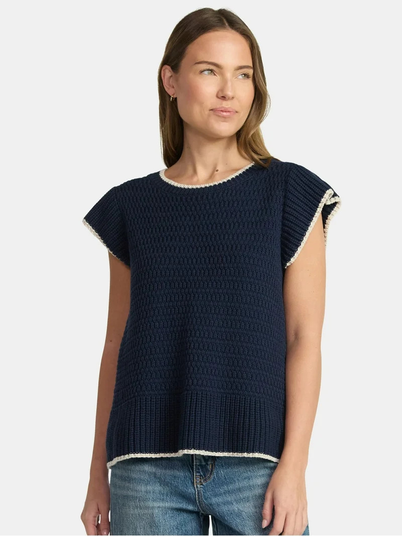 Time and Tru Women's Flutter Sleeve Sweater, Lightweight, Sizes XS-XXXL | Walmart (US)