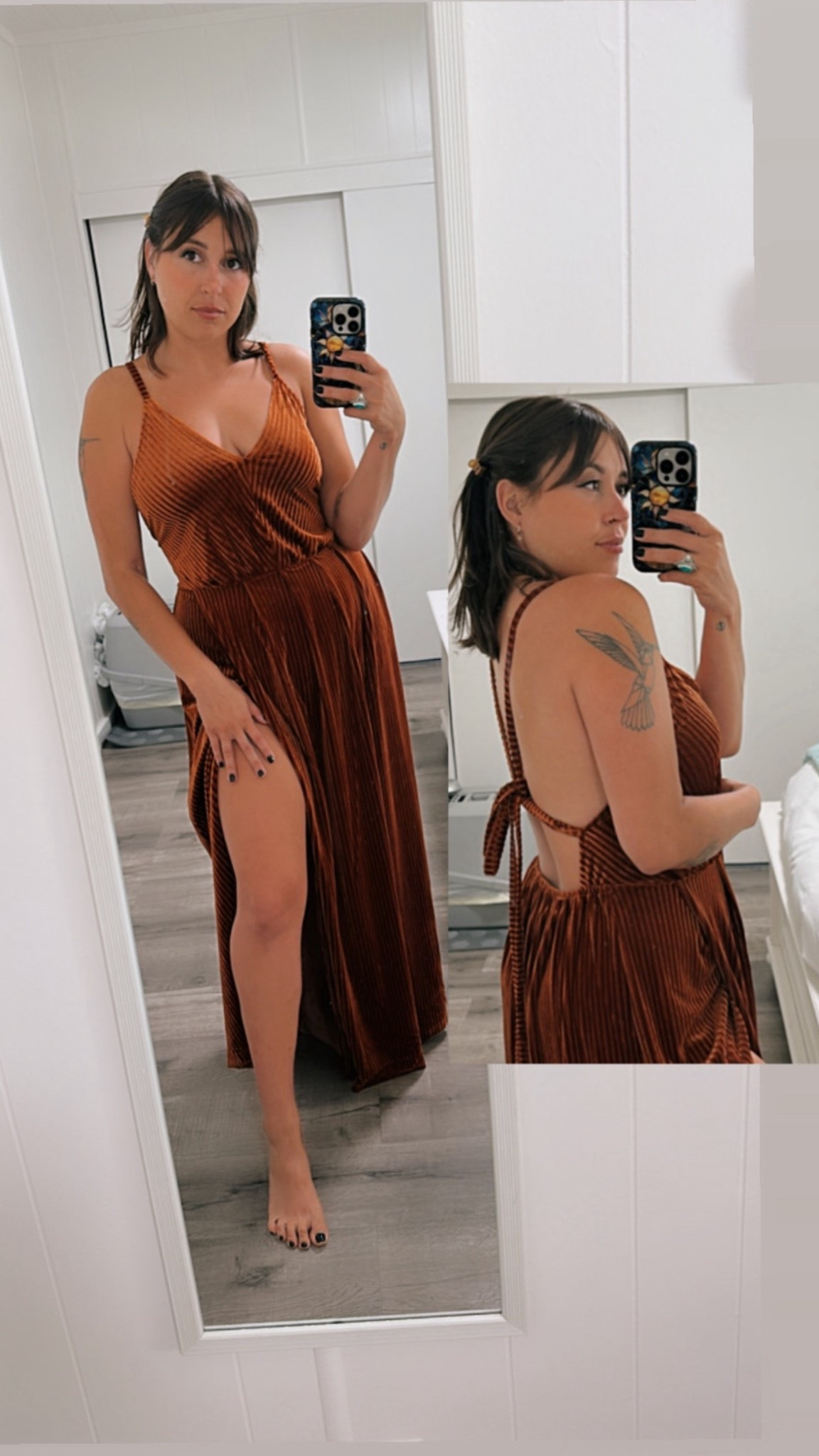 Such a beautiful and elegant dress. It’s velvet burnt orange and it was so stunning out to a steak dinner with my family and friends! Unfortunately this color is sold out, but I am linking the exact dress in a gorgeous red!

#LTKFindsUnder50 #LTKStyleTip #LTKSaleAlert