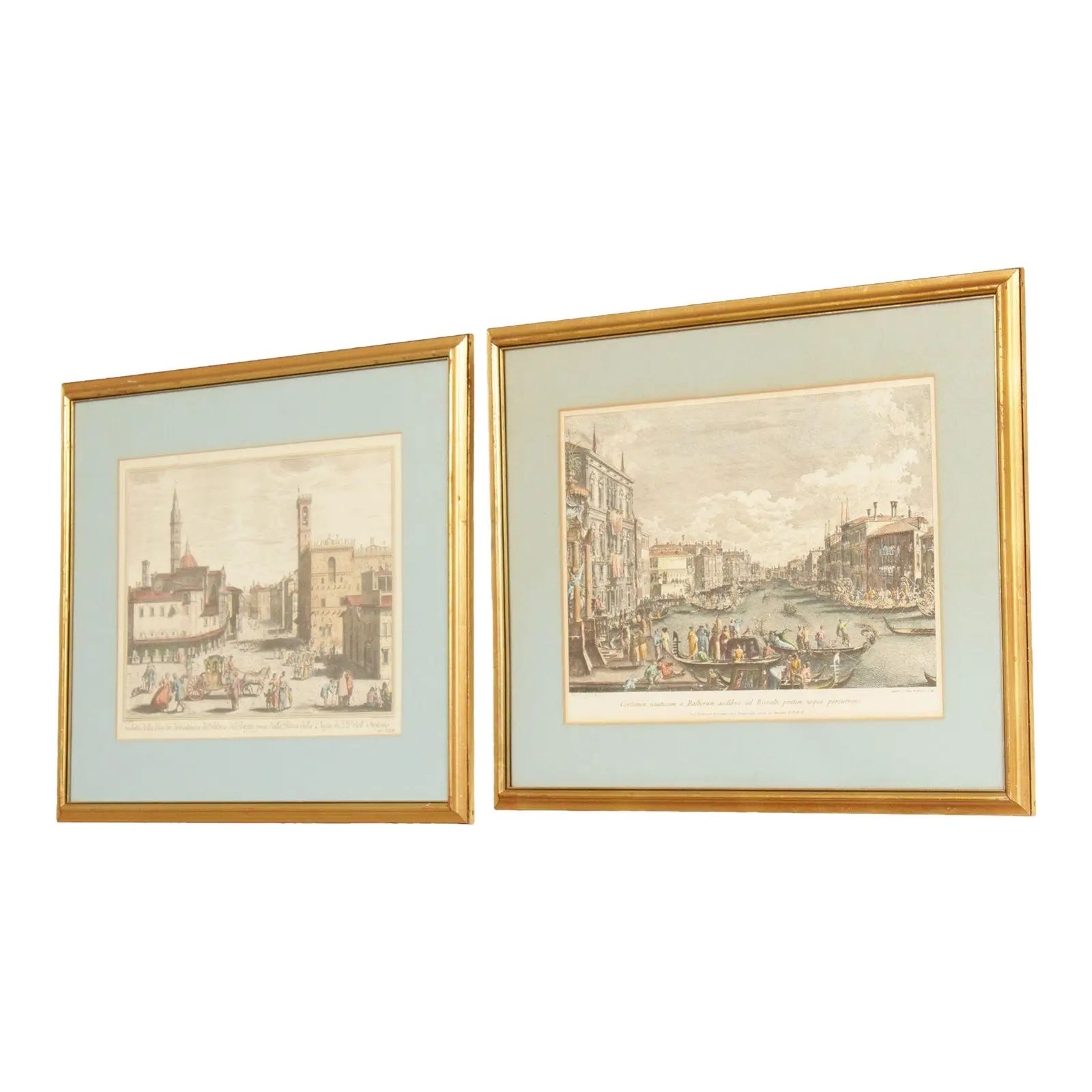 Italian Florentine and Venetian Pair Art Prints, Custom Framed | Chairish