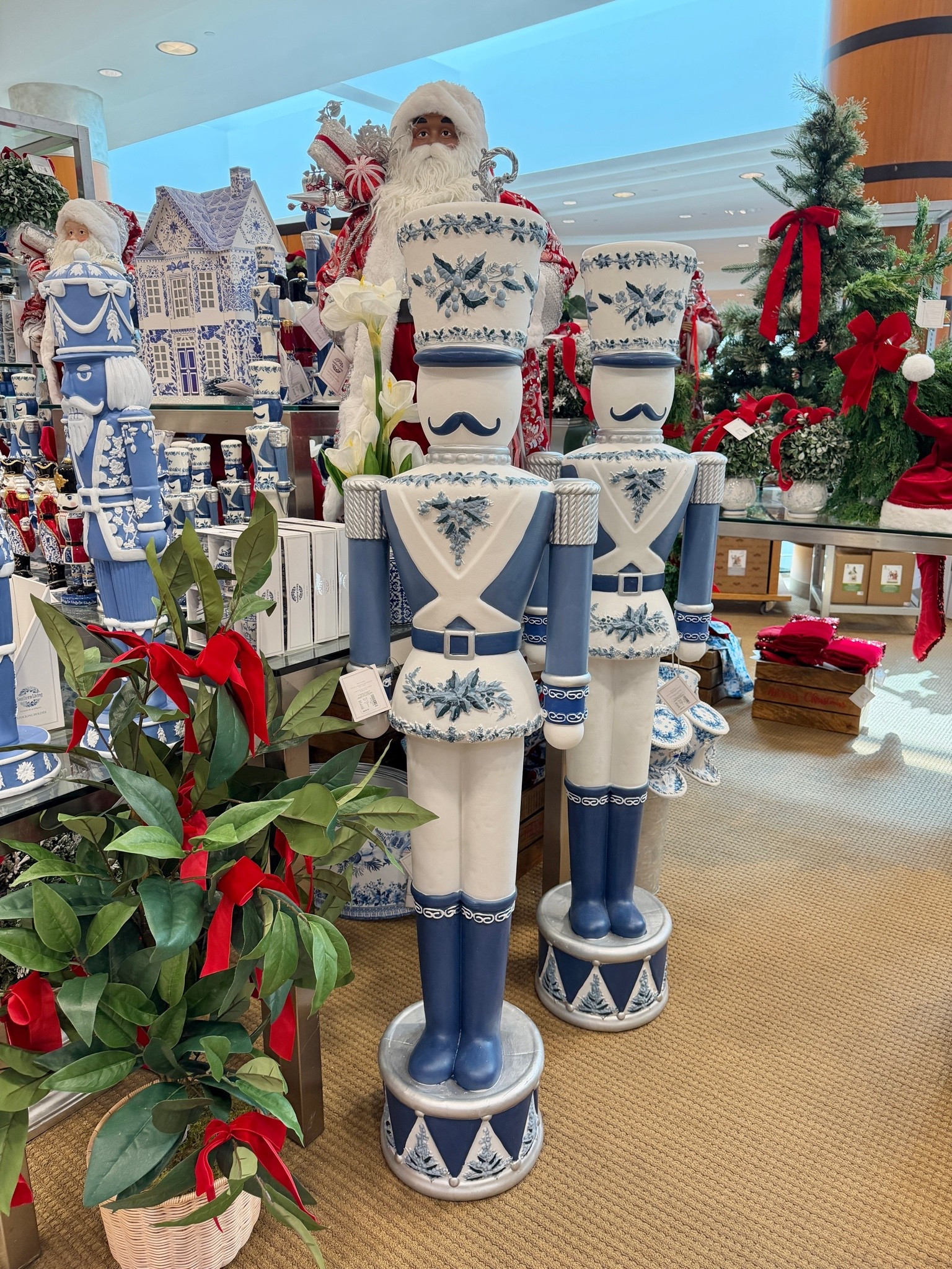 The prettiest Life size nutcracker 😍 Christmas decor blue and white decor holiday decor chinoiserie nutcracker classic traditonal home decor holiday decorations