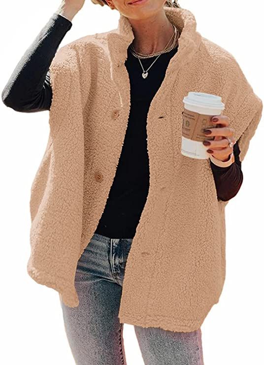 Hongqizo Womens Fuzzy Fleece Vest Casual Oversized Warm Button Down Sherpa Vest Jacket with Pocke... | Amazon (US)