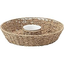 Creative Co-Op Hand-Woven Seagrass Basket with 6 oz. Ceramic Chip & Dip Bowl, Natural | Amazon (US)