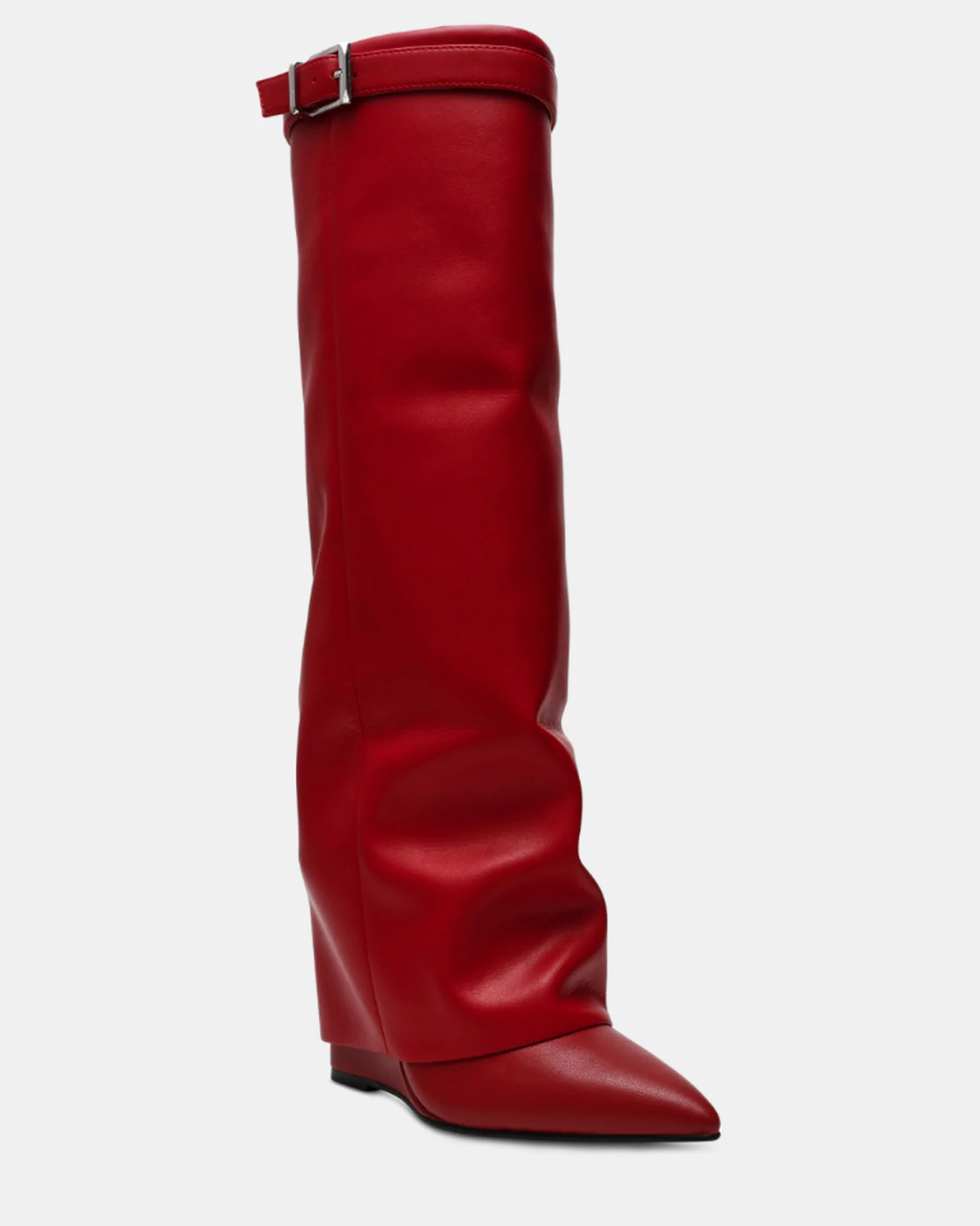 CORENNE Red Leather Knee High Boots | Women's Designer Boots | Steve Madden (Canada)