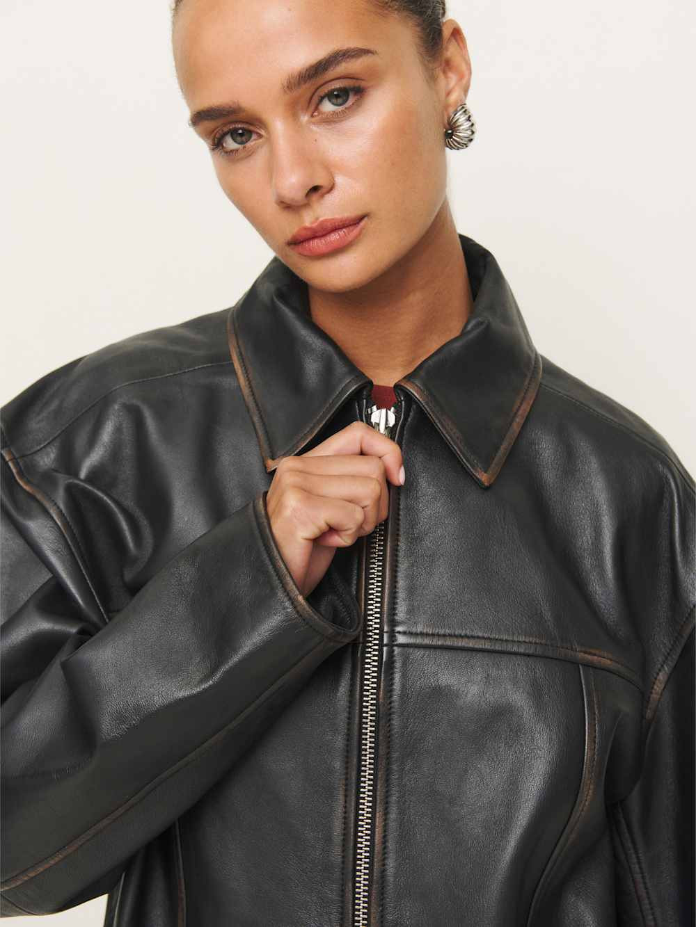Veda Bennett Oversized Leather Bomber | Reformation (Global)