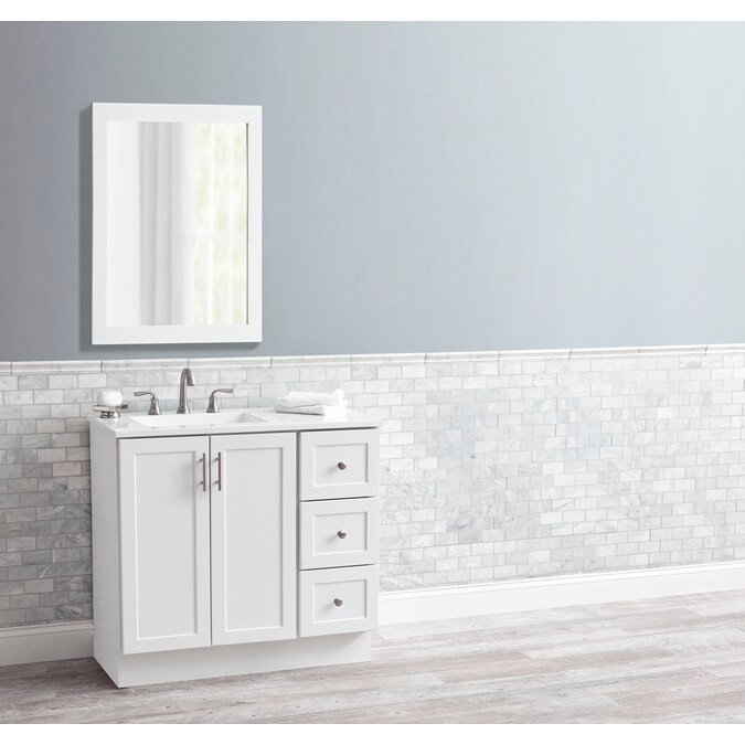 Style Selections Davies 36-in White Single Sink Bathroom Vanity with White Cultured Marble Top (M... | Lowe's