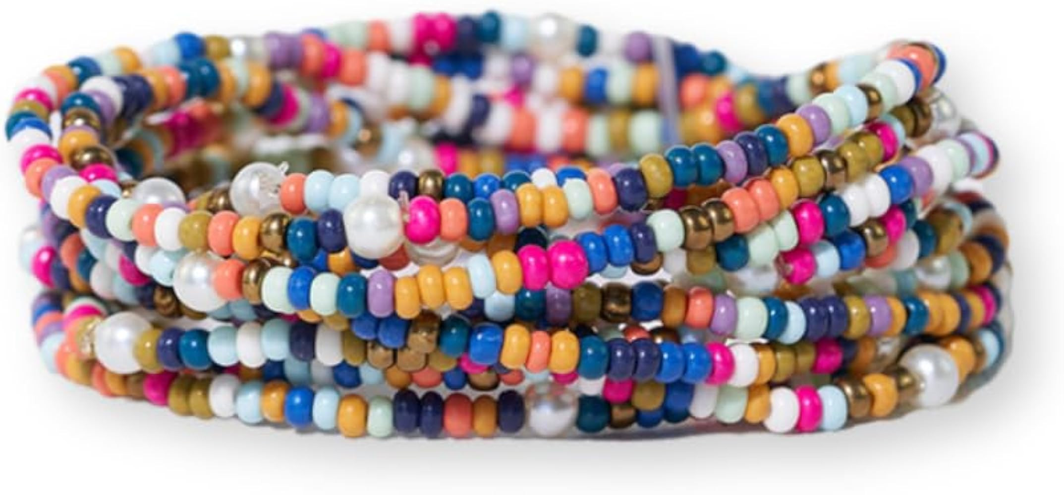 INK + ALLOY Beaded Stackable Bracelets for Women, Sage Boho Stretch Small Beaded Bracelet Stack, ... | Amazon (US)