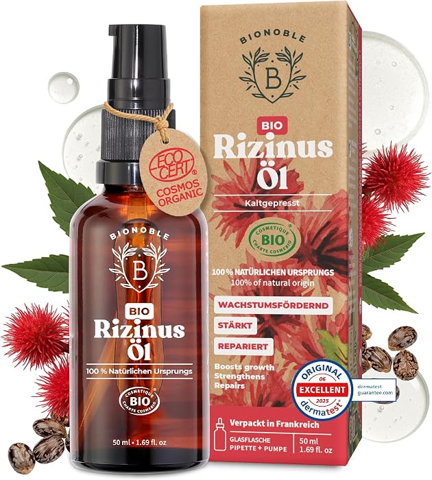BIONOBLE Rizinusöl Kaltgepresst Bio - 100% Natürlich, Ohne Hexan - Wachstumsfördernd, Reparier... | Amazon (DE)
