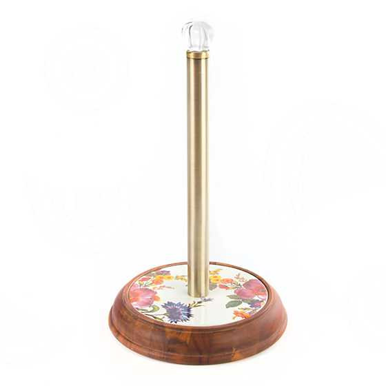 White Flower Market Wood Paper Towel Holder | MacKenzie-Childs
