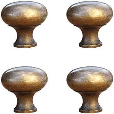 Tiazza 4pcs Solid Brass Knobs Antique Cabinet Drawer Small Pulls Modern Minimalist Handle (Antiqu... | Amazon (US)