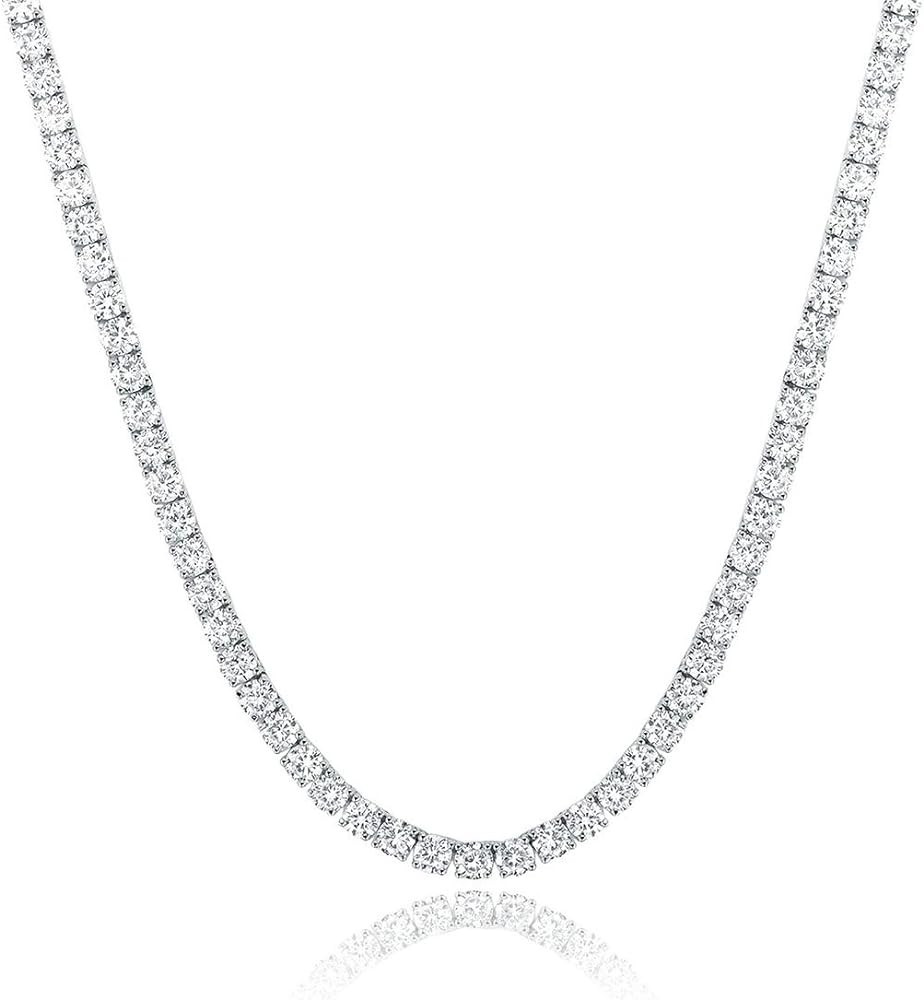 MDFUN Tennis Necklace 18K White Gold Plated | 5.0-6.0mm Round Cubic Zirconia Cut Faux Diamond Ten... | Amazon (US)