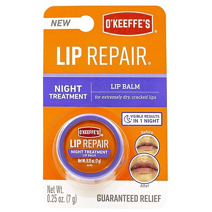 O'Keeffe's Lip Repair Night Treatment Lip Balm, 0.25 Ounce Jar, (Pack of 1) | Amazon (US)
