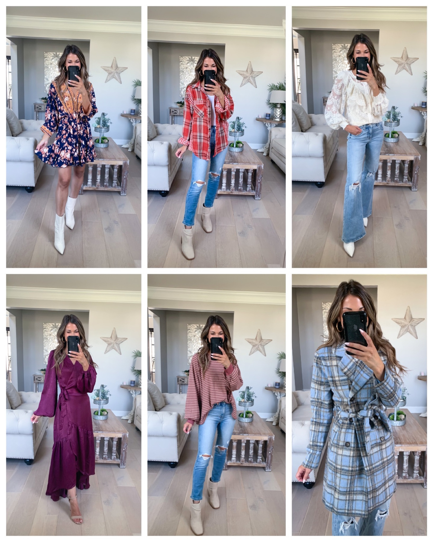 Red dress boutique//Floral dress//size small//maxi dress//size xs//flannel//size small//striped top//size small//lace top//size xs//slim Jean//24 petite//run snug so size up if like wiggle room//flares//00 short//5’1//