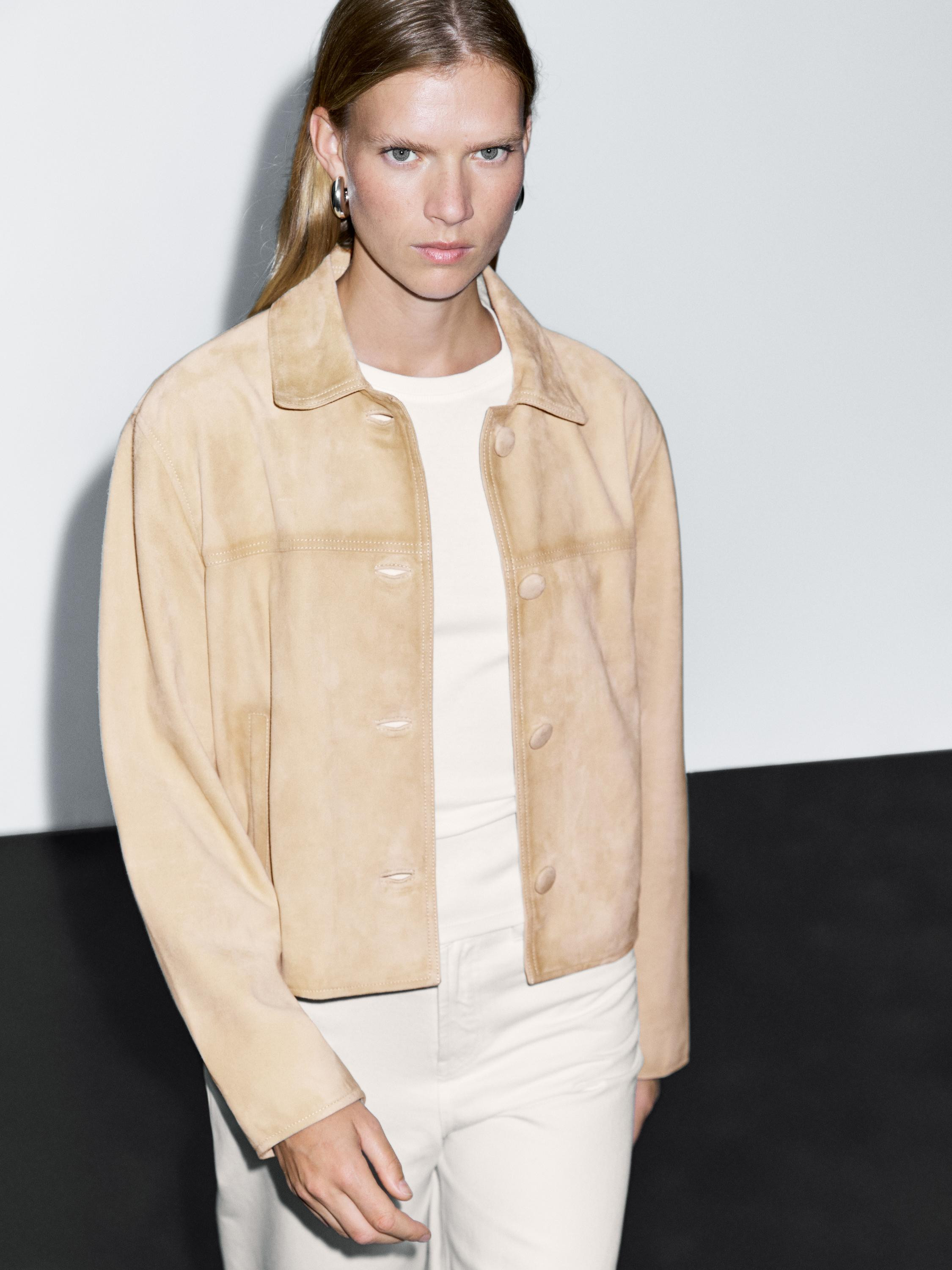 Short suede leather jacket | Massimo Dutti UK