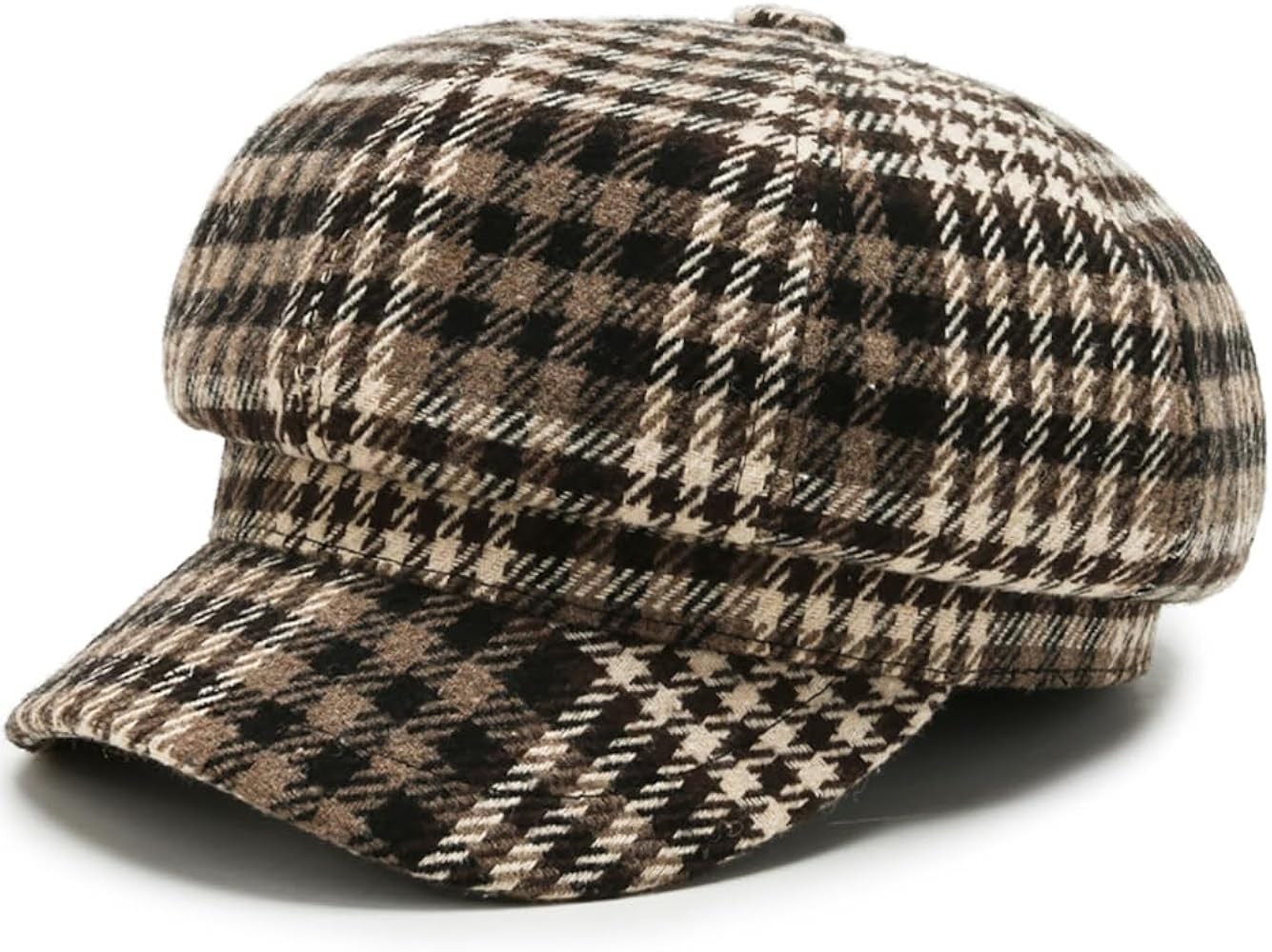 Plaid Newsboy Caps for Women Houndstooth Print Paperboy Hat Woolen Tweed Fall Octagonal Cap Visor... | Amazon (US)