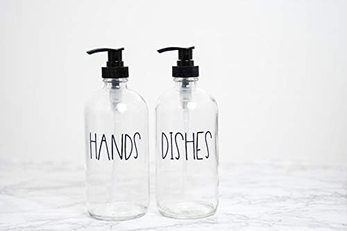 Heartland Lettering Glass Hand and Dish Soap Dispenser Set for Kitchen, Farmhouse Kitchen Counter... | Amazon (US)