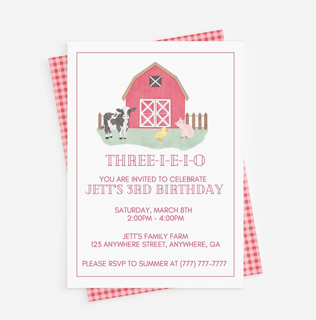 Farm Birthday, Oink, Baa, Moo Birthday Invitation, Boy Digital Watercolor Farm Animal Birthday In... | Etsy (US)