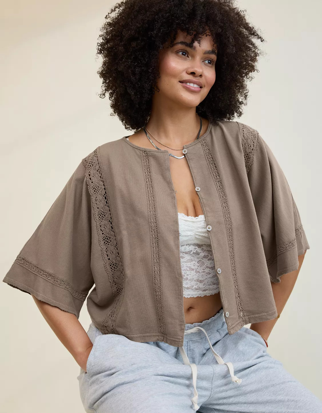Aerie Short Sleeve Crochet Cardigan | American Eagle Outfitters (US & CA)
