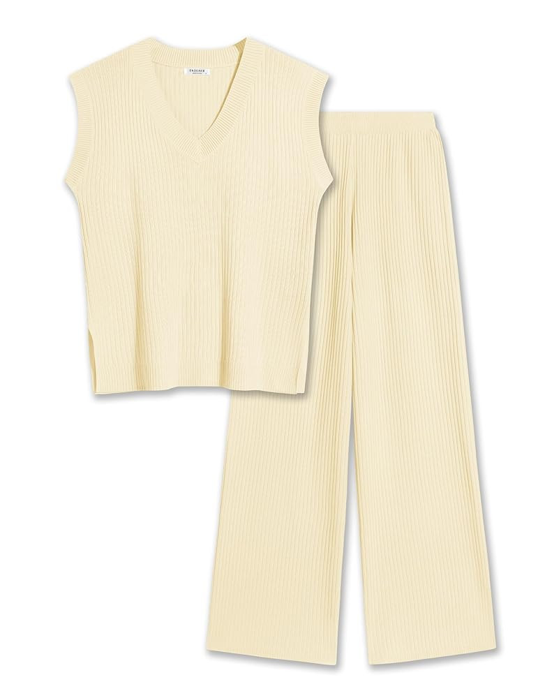 Ekouaer Lounge Sets for Women 2 Piece Outfits Knit Sweater Vest Lounge Pants Casual Matching Loun... | Amazon (US)