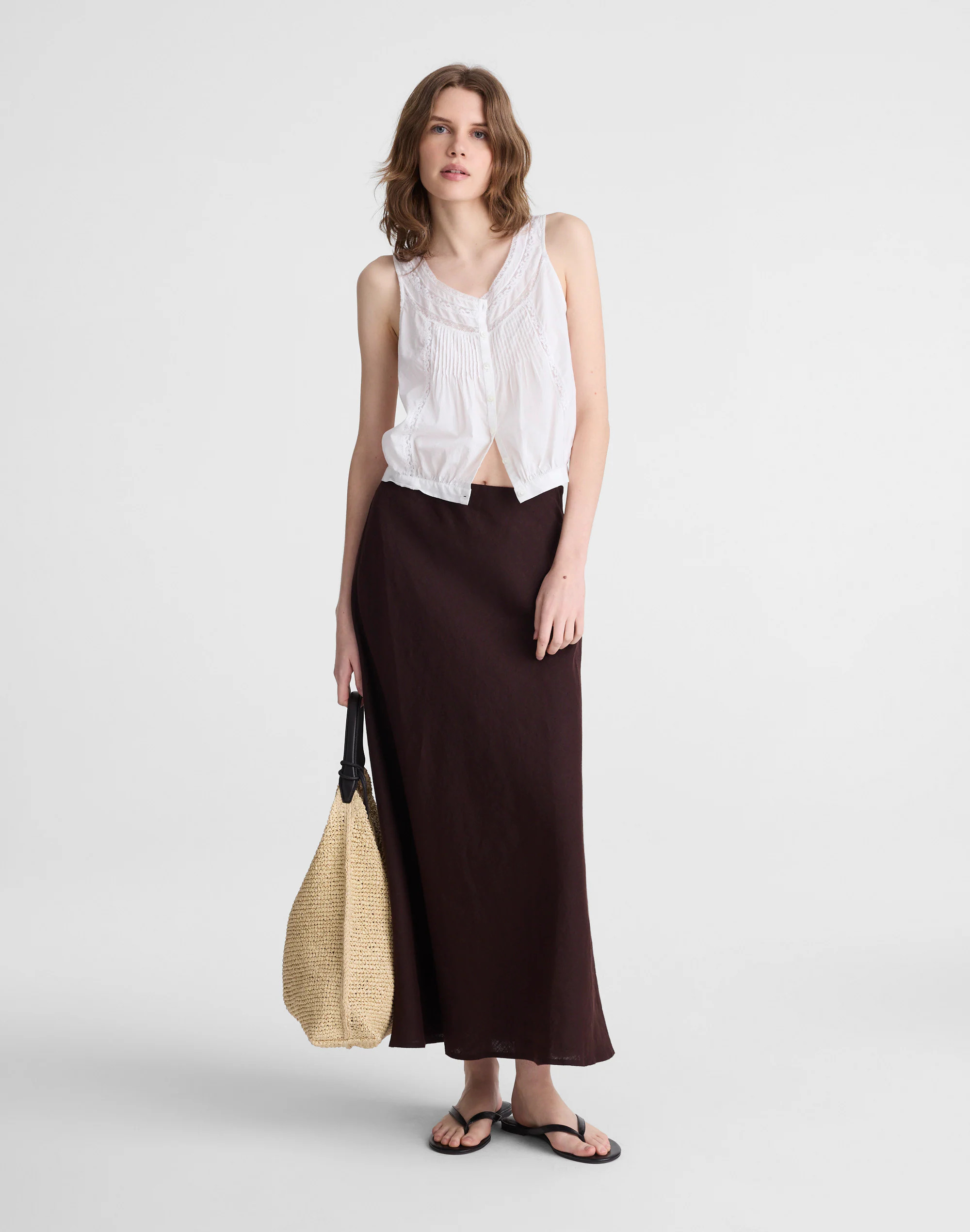 Maxi Slip Skirt in Linen | Madewell